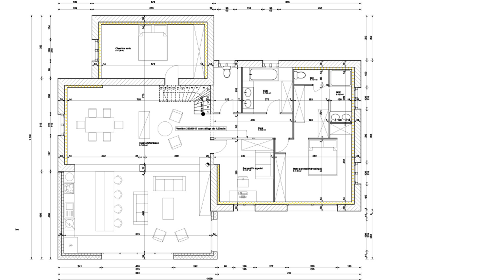 Plan pour un projet d'agrandissement d'une villa