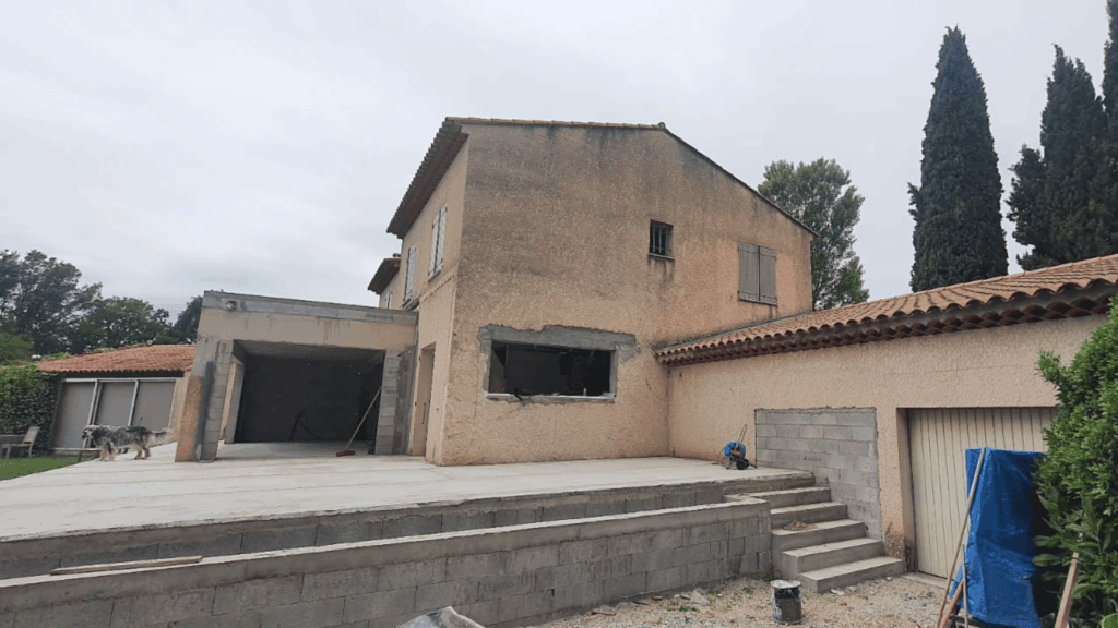 création de l'extension et des terrasses